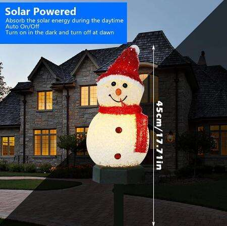 Kerst LED-verlichting op zonne-energie Sneeuwpop Tuindecoratie Waterdicht Licht Buiten Postlamp Gazon Landschap Led-verlichting op zonne-energie 2023