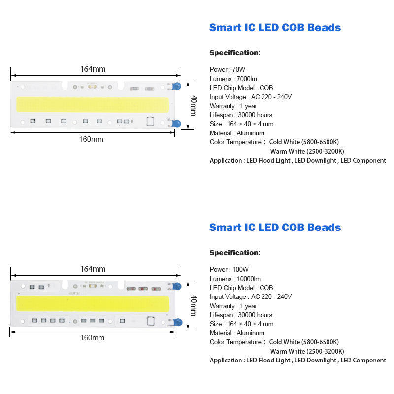 Led Cob Licht Chip 30W 50W 70W 100W 150W Led Lamp Chip 220V Input smart Ic Led Driver Voor Diy Led Schijnwerper