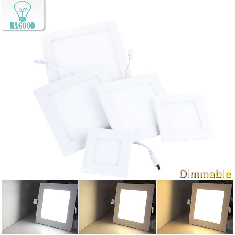 Ultradunne Dimbare Real Full Power Vierkante LED Paneel Plafondlamp LED down light 3W/4W/6W/9W/12W/15W/18W/24W Warm/Koud Wit