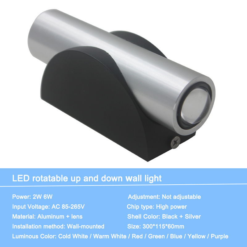 2W 6W Up Down Slaapkamer Verlichtingsarmaturen Energiebesparende Blaker Lamp Aluminium Goede Kwaliteit High End Wandkandelaar
