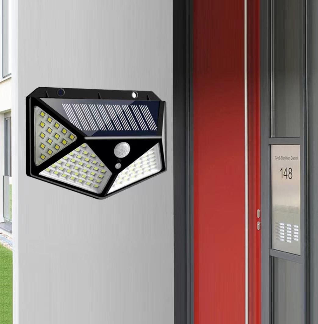 100 LED Solar Wandlampen Outdoor Solar Lamp Bewegingssensor Zonne-energie Zonlicht Straatlantaarn voor Tuinverlichting