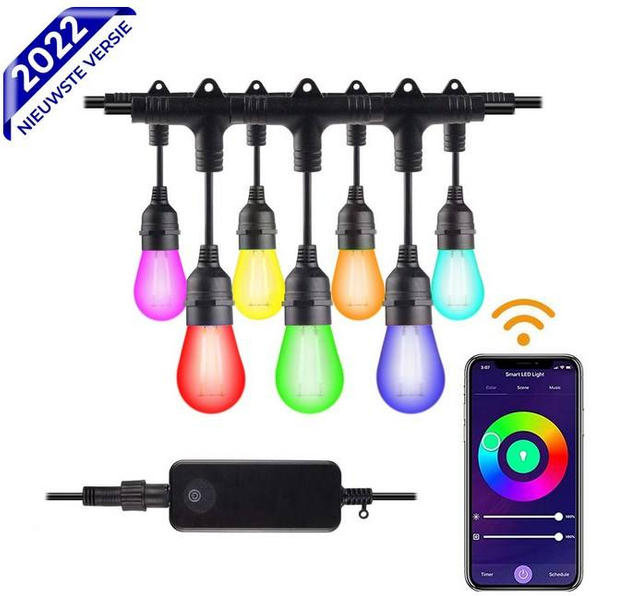 Slimme tuinverlichting 15m RGB tuinsfeer verlichting draad smartphone bediening E27 stekker fabrikant directe verkoop