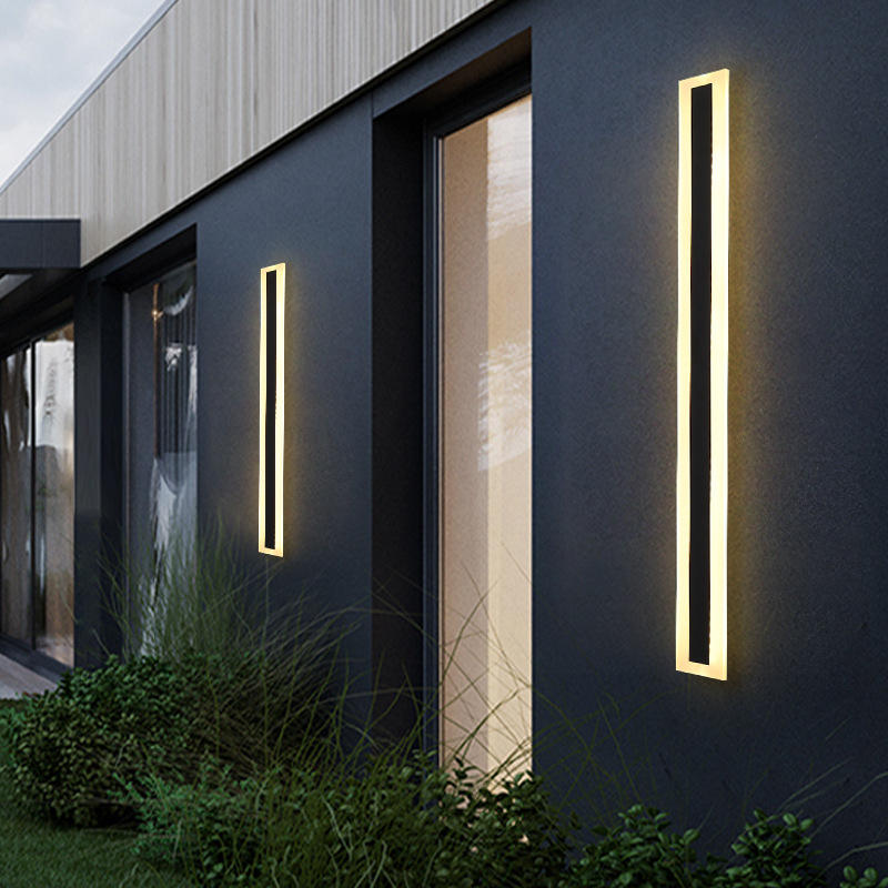 Moderne Eenvoudige Lange Strip Indoor Aluminium Wandlamp Waterdichte Outdoor Wandlamp Behuizing 360 graden tuin wandlamp