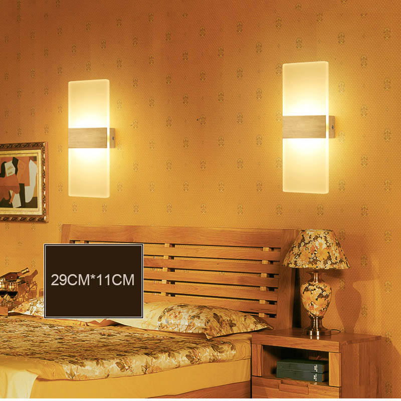 6W Led Light Sliver Acryl Wandlamp Acryl verlichting Rechthoekige wandlamp Acryl wand hangend licht Modern Populair Nachtlampje Fabrieksprijs 
