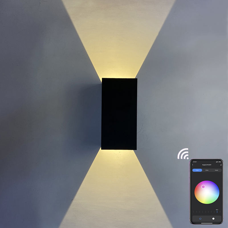 Nieuwe RGB APP Control Smart light Cube waterdichte LED wandlamp ip65 Wandlamp vierkant Veranda Tuin Up and Down