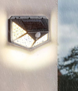 Beste Outdoor Achtertuin Tuin Trap Waterdichte IP67 Zonne-energie 4 Zijden Verlichting Wandlamp 100LED Motion Sensor Led Solar Light