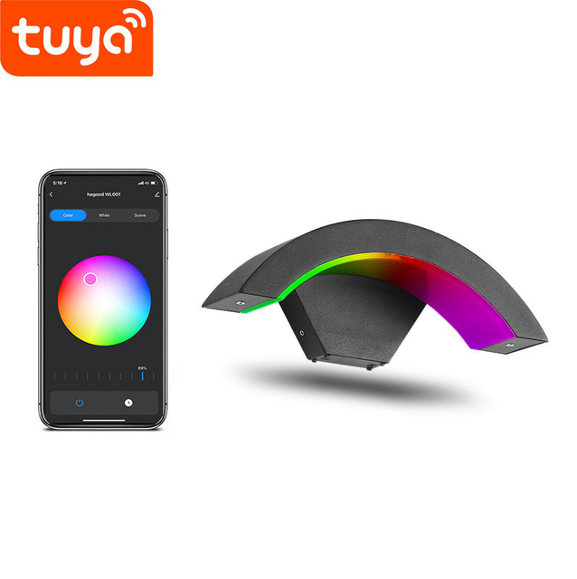 Tuya Smart WiFi LED APP Controle Wandlamp Outdoor Veranda Licht Tuin Waterdicht Schans Licht RGBW 9W Dimbaar Werk met Alexa & Google Home