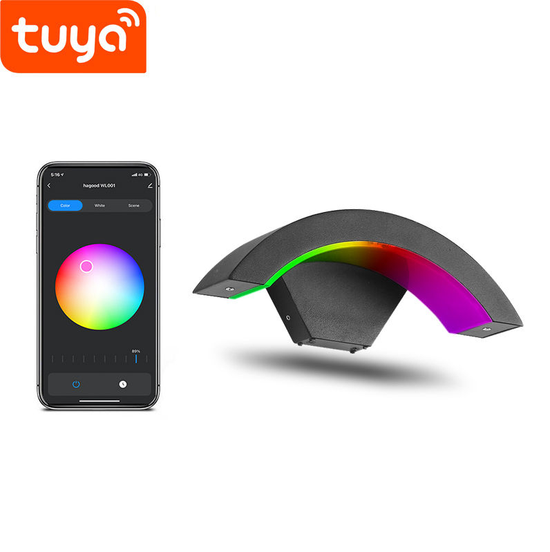 Tuya Smart WiFi LED APP Controle Wandlamp Outdoor Veranda Licht Tuin Waterdicht Schans Licht RGBW 9W Dimbaar Werk met Alexa & Google Home