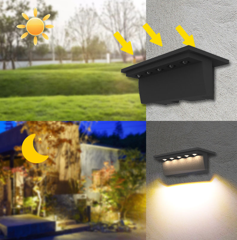 Solar Light Waterdichte Intelligente Lichtregeling Outdoor Zonlicht Lamp voor Tuin Straat Landschap Balkon Decor Solar Wandlamp