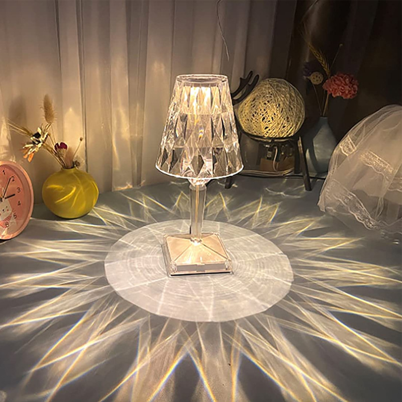 Spaanse Roos Kristallen Tafellamp Slaapkamer USB Opladen Bureaulamp Nachtkastje Romantisch Nachtlampje Bloemblaadje Sfeer Servies Binnen Veelkleurig