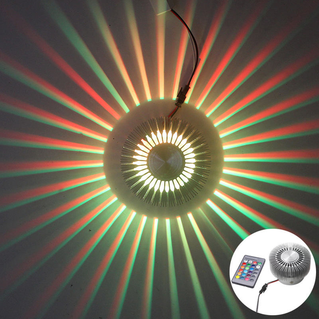 RGB Wandlamp Rond Zonnebloem 3W Aluminium 85-265V voor Indoor Home Bar Woonkamer Gang Hotel Wandlamp Kleurrijk