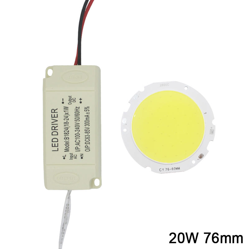 1 set 3W 5W 7W 10W 12W 15W 20W 25W 30W COB led chip board panel voor led spotlight lamp + Plastic Shell LED voeding driver