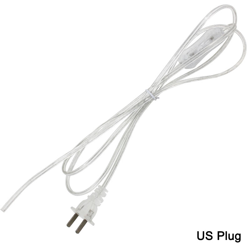 0.75mm 2 lijn Kabel 1.8m Aan Uit Netsnoer Voor LED Lamp met Knop switch EU/US Plug Licht Switching Transparante Draad Extension