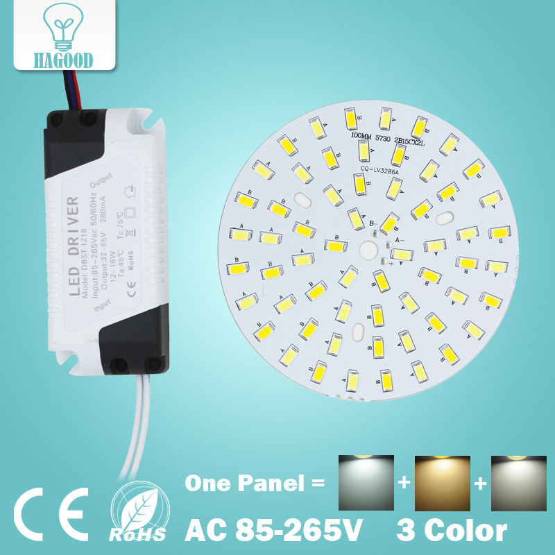 3W 5W 7W 9W 12W 18W SMD5730 Warm/Koud Wit Gecombineerd Kleur paneel + Gesegmenteerde controle LED driver voeding voor downlight