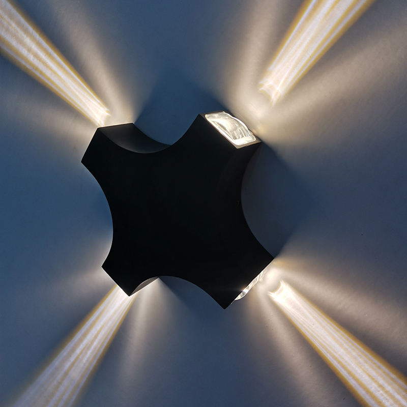 Waterdichte IP65 LED buitenwandlamp 12W Cross Star 4 zijverlichting voor tuindecoratie