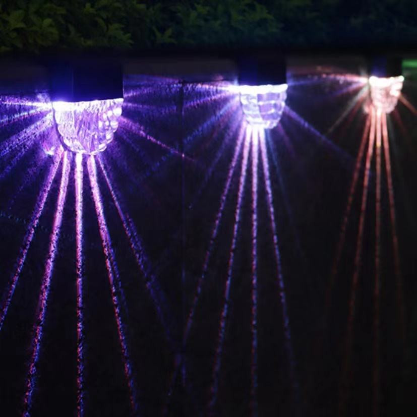Warm licht + RGB kleur LED Solar Lamp Path Trap Zonne-energie Balkon Licht Outdoor Tuinverlichting solar light solar lamp