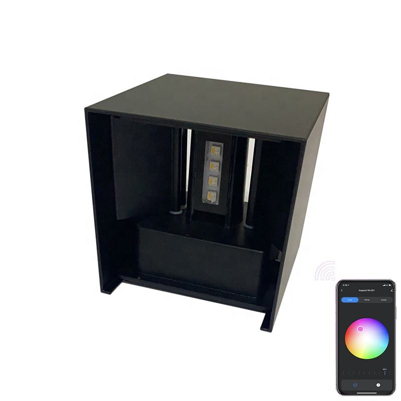 9W waterdichte wandlamp HG wandgemonteerde LED-wandlamp RGB nachtkastje Kleur Wifi Veranderende Google Assistant en Amazon Alexa