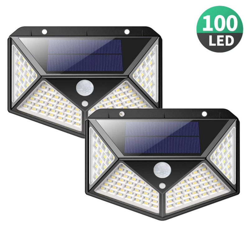 100 LED Solar Wandlampen Outdoor Solar Lamp PIR Bewegingssensor Zonne-energie Zonlicht Straatlantaarn voor Tuinverlichting