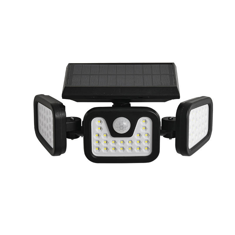 Hagood Outdoor waterdicht 3 Heads Wandlamp Three Heads 83 COB Solar Sensor LED Powered Security Lights