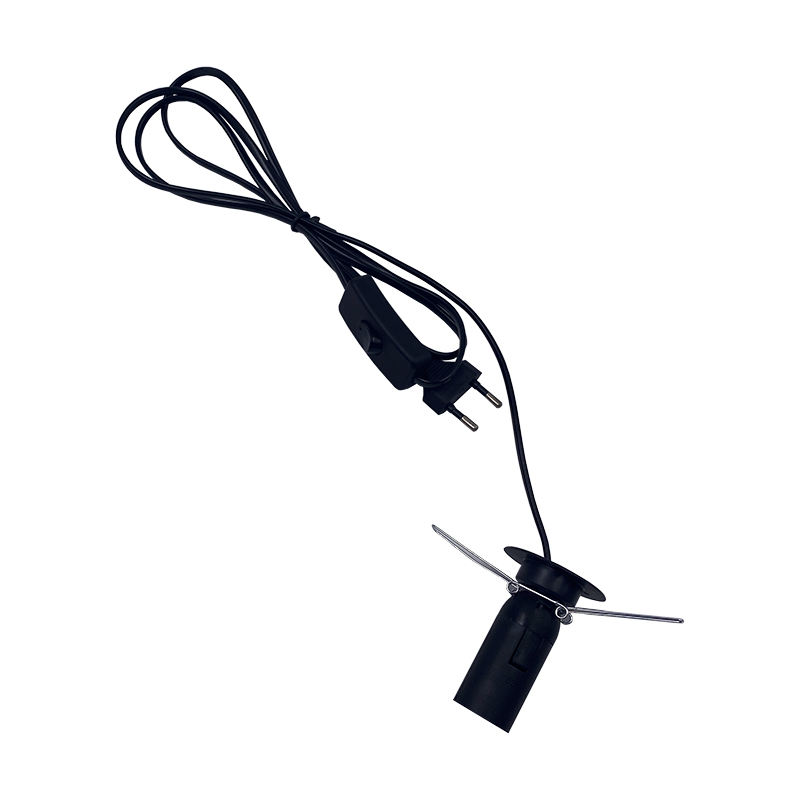 1.8m Netsnoer Kabel met Dimmer AAN UIT Schakelaar Metalen Clip E14 E27 Lampvoet Hanglamp Houder Socket Stekkersnoer voor Salt Rock light