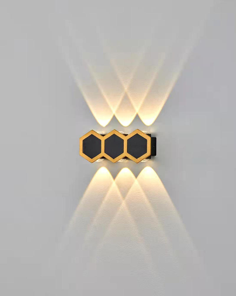 LED-wandlampen Led-honingraat omhoog en omlaag LED-lampverlichting Stijl Moderne buitenschansen