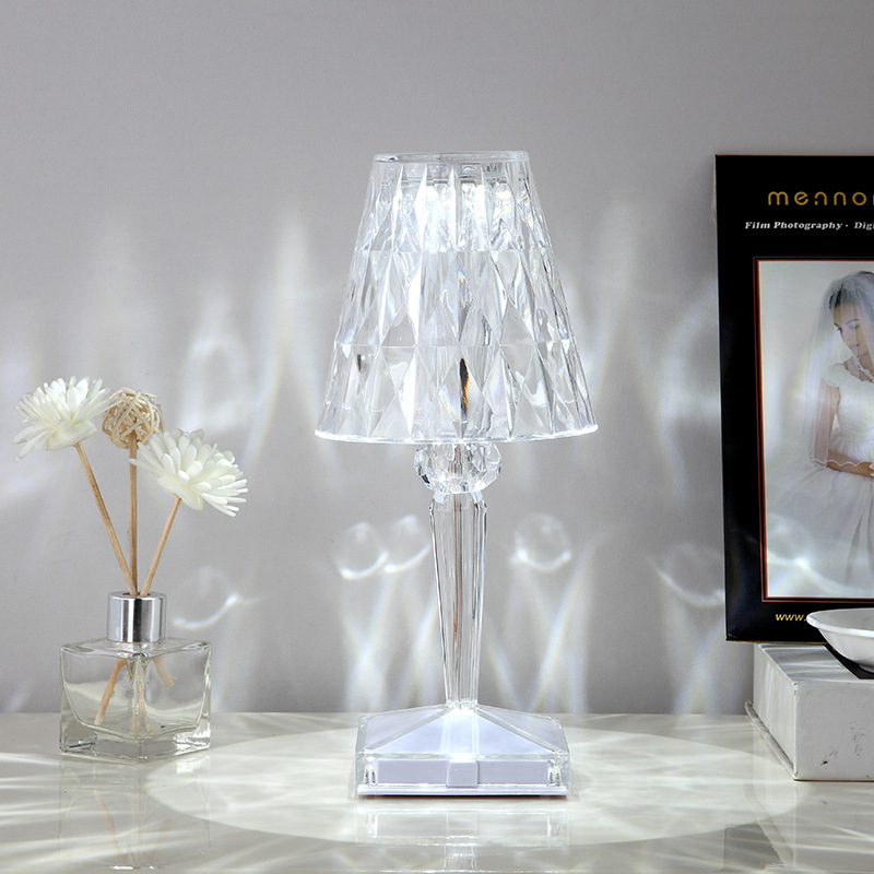 Spaanse Roos Kristallen Tafellamp Slaapkamer USB Opladen Bureaulamp Nachtkastje Romantisch Nachtlampje Bloemblaadje Sfeer Servies Binnen Veelkleurig