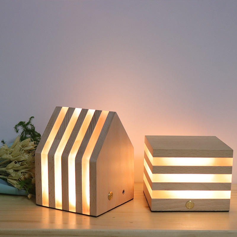 LED Maan Tafellamp Houten Tafel Bal Licht Dimbare Linnen Bal Rotan Lampenkap USB Slaapkamer Nachtkastje Nachtlampje Home Decor
