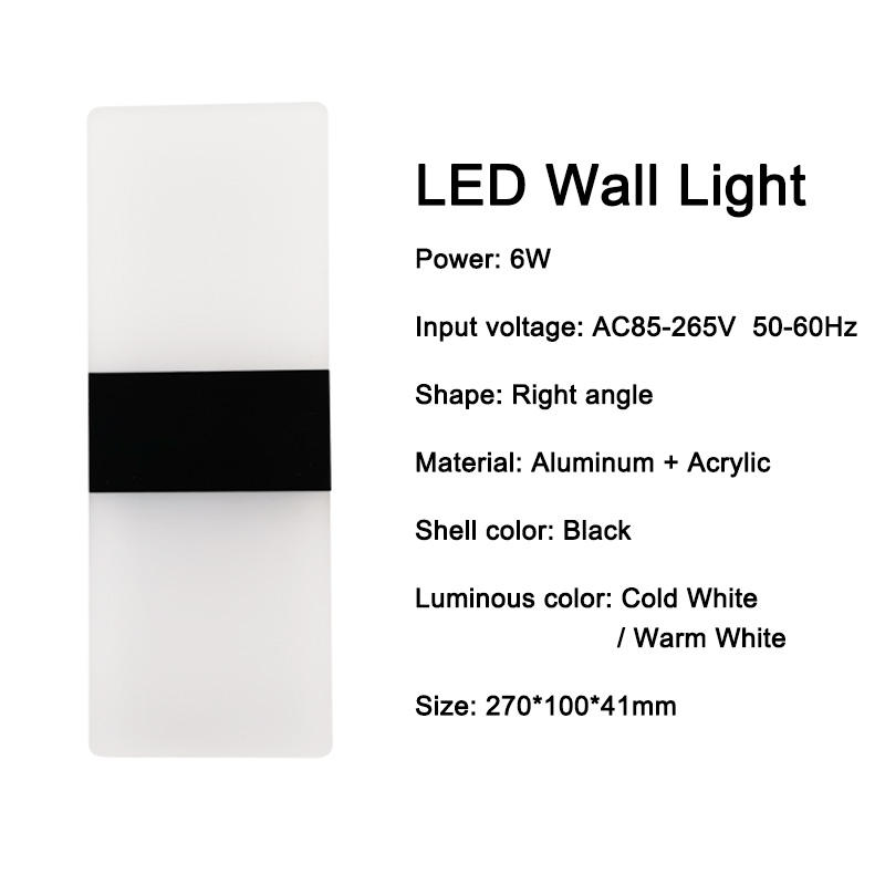 6W Acryl Wandlamp Ronde Acryl Wandlamp Rechthoekige Acryl Wandlamp LED Wandkandelaars Lamp voor Woonkamer Slaapkamer Hotel Restaurant Verlichting