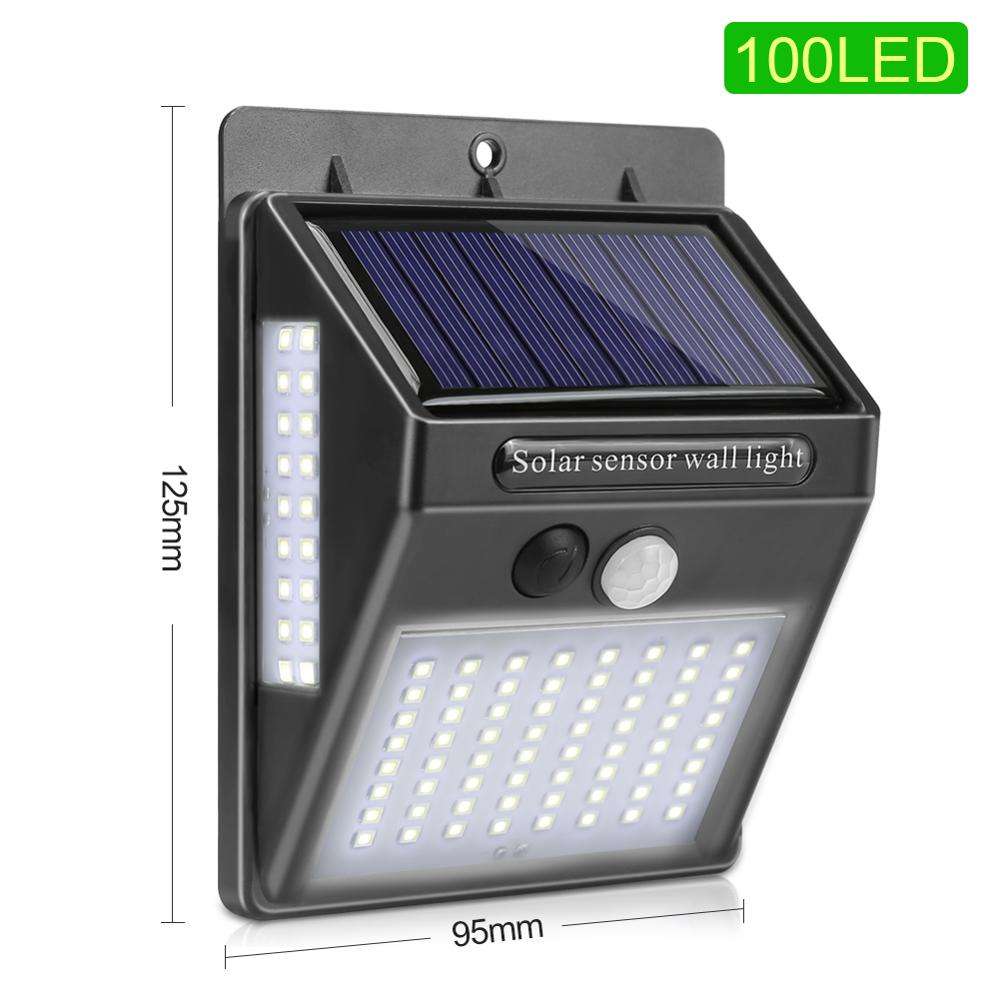 100 LED Solar Light Outdoor Solar Lamp PIR Bewegingssensor Wandlamp Waterdicht Zonne-energie Zonlicht voor Tuindecoratie
