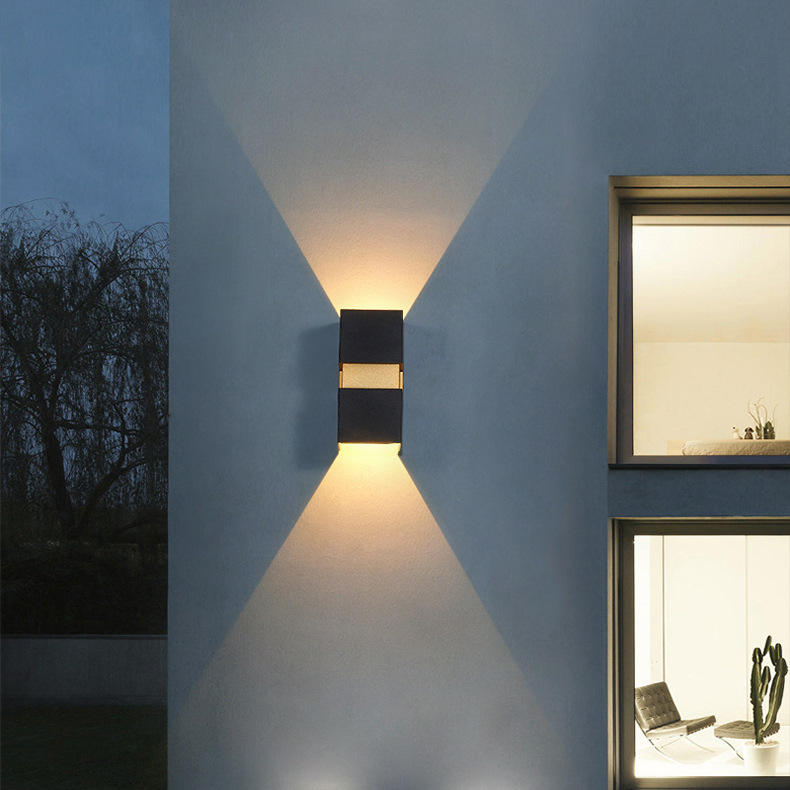 Topkwaliteit tuin Ip65 waterdichte aluminium rechthoek buiten led wandlamp wandmontage