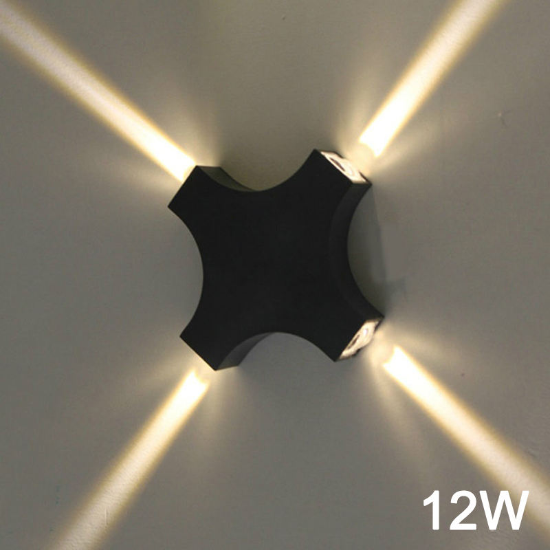 Waterdichte IP65 LED buitenwandlamp 12W Cross Star 4 zijverlichting voor tuindecoratie
