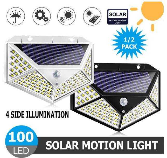 100LED zonne-wandlamp binnenplaats vierzijdige lichtgevende zonnelamp menselijk lichaam inductie waterdichte buitenlamp
