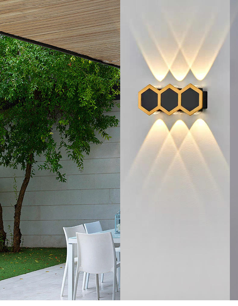 Goud Wandlamp Kleur Up and Down Outdoor Wandlamp IP65 Veranda Tuin Wandlamp & Binnen Slaapkamer Bedlampjes Decoratie Verlichting Aluminium Buitenschansen