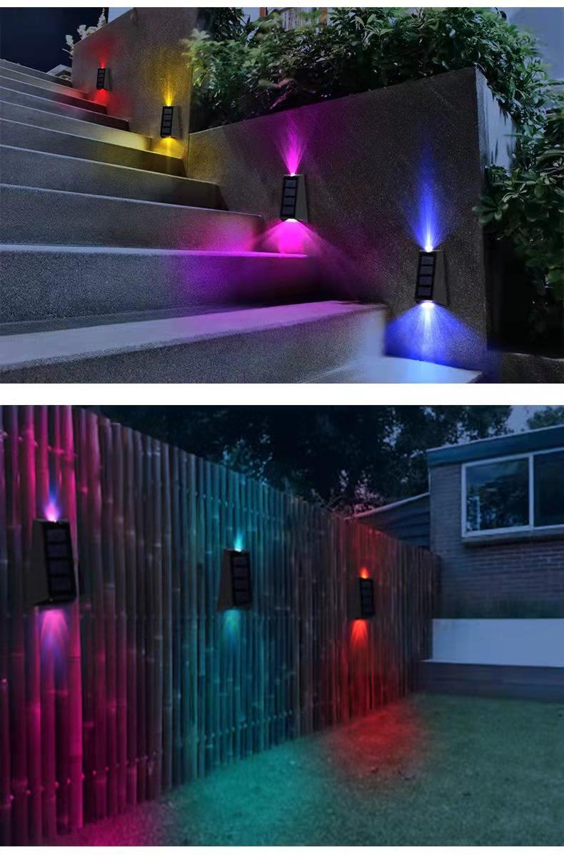 Nieuwe trapeziumvormige wandlamp op zonne-energie boven en onder wandlamp waterdichte buitenlamp voor binnentuin
