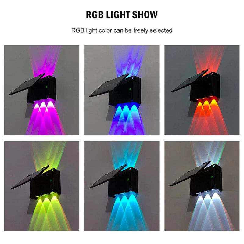 GISUN Nieuw product Intelligente lichtregeling Automatisch opladen 6W RGB Solar Wandlamp Led waterdicht licht voor tuin