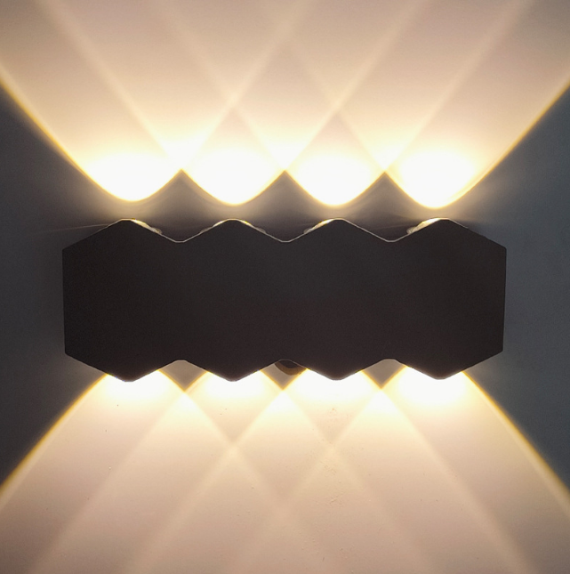 Nieuwe Zwarte Waterdichte 4W 6W 8W Outdoor Wandkandelaar Up En Down Lights Wandmontage Diamantvormige Wandlamp