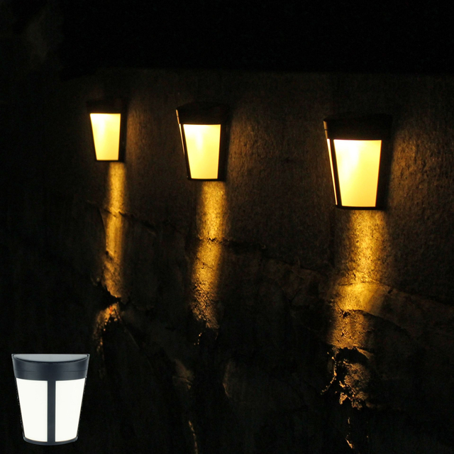 Zwart Transparant Down Solar Wandlamp Buiten Waterdichte Huishoudelijke Tuin Terras Balkon Sfeer Decor Licht
