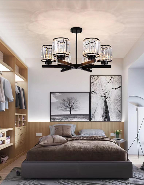 70W moderne kroonluchters kristallen kroonluchter slaapkamer plafondverlichting zwarte led hanglamp Scandinavisch design aluminium moderne lichtgevende lampverlichting woonkamer inpakkamer plafondlamp