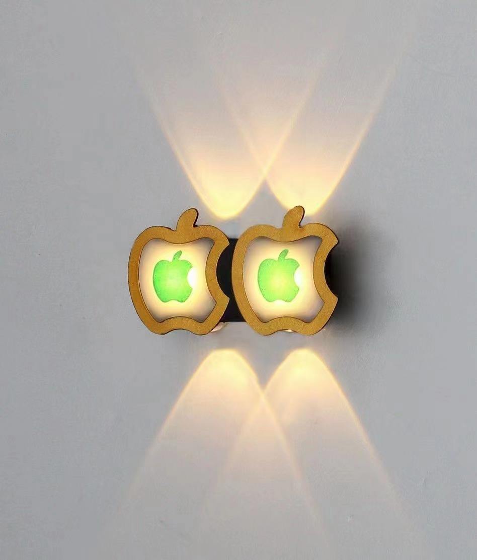 6W Outdoor Waterdichte Wandlamp Apple Patroon Decoratieve Lamp Led Nachtlampje Wandkandelaar Moderne Up En Down Wandlamp Tuin