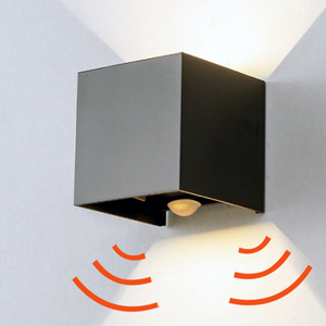 Goede kwaliteit buiten bewegingssensor zwarte kubus waterdichte wandlamp armaturen led wandlamp voor tuinhuis
