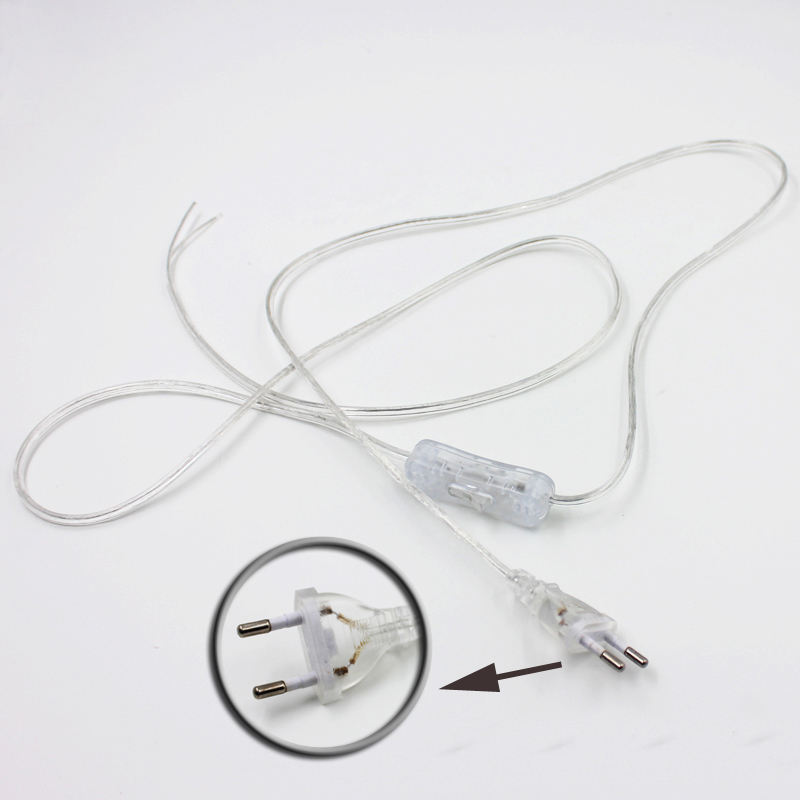 0.75mm 2 lijn Kabel 1.8m Aan Uit Netsnoer Voor LED Lamp met Knop switch EU/US Plug Licht Switching Transparante Draad Extension