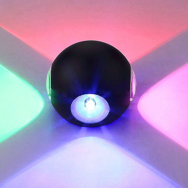 LED wandlamp hoogwaardig zwart vierzijdig 12W ronde waterdichte wandlamp buiten voor tuin decoratief kleurrijk op en neer