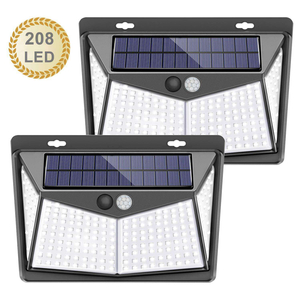 Solar buitenlamp met bewegingssensor Solar wandlamp 208 LED waterdichte tuinverlichting met sensor voor buiten