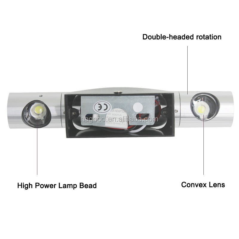 2x3W AC85-265V 360 Graden Rotatie Up Down Wandlamp Armaturen Lezen Wandlamp Indoor voor Woonkamer Leeszaal
