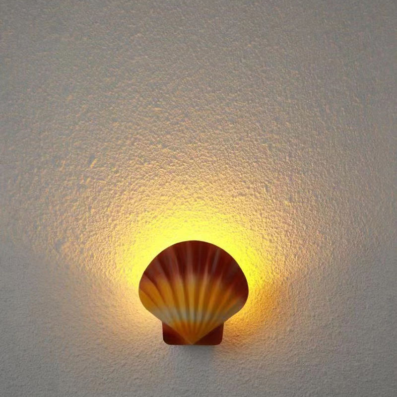 2023 Tropische stijl RGB 5W shell waterdichte buitenwandlamp Kleine gangpad wandlamp voor tuinbinnenplaats decoratie