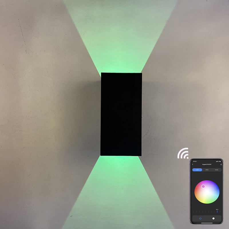 Nieuwe RGB APP Control Smart light Cube waterdichte LED wandlamp ip65 Wandlamp vierkant Veranda Tuin Up and Down