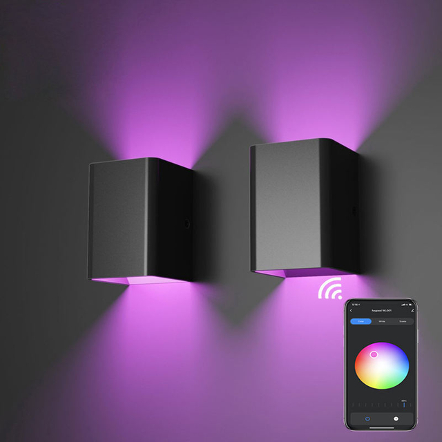 Nieuwe RGB APP Control Smart light Cube waterdichte LED wandlamp ip65 Wandlamp vierkant Veranda Tuin Up and Down