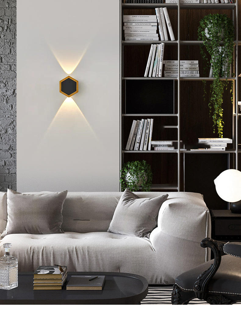 2W 3W 5W 6W 7W 8W Tuin Wandlamp Wandlampen Led honingraat Goud Zwart Licht omhoog en omlaag Lichtgevend Lichaam Lamp Verlichting Stijl Modern Kantoor