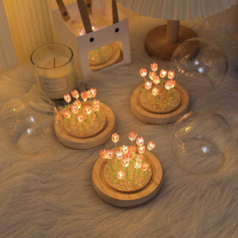 Handgemaakte Tulp Nachtlampje Warmtekrimpbare Film DIY Materiaal Kunstbloem Tulp Nachtlampje Home Decor Cadeau voor Gitlfriend