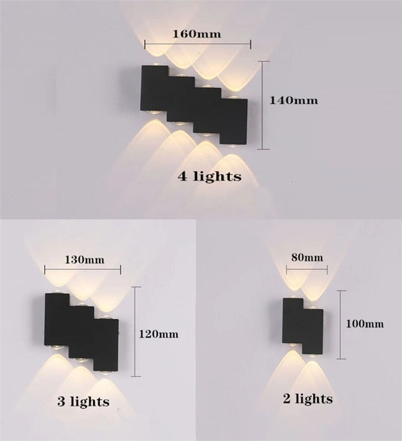 Decoratief LED-licht 4 waterdichte trapwandlamp en modern buitennachtlampje buiten led-wandlamp waterdichte muur